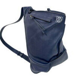 Loewe Anton Sling Bag Navy Blue Silver Calfskin Leather